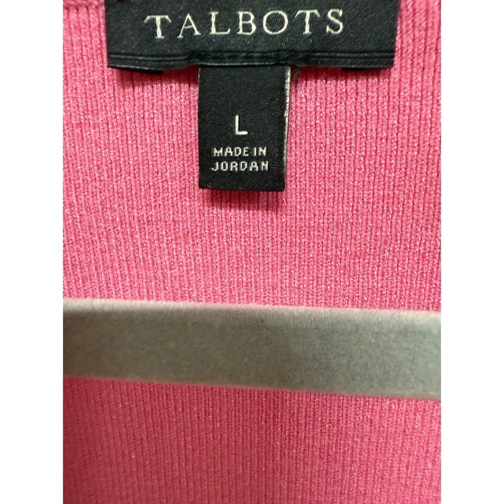 Talbots Puff Sleeve Short Sleeve Pink Sweater Size Large Scoop neck Preppy - Picture 5 of 6